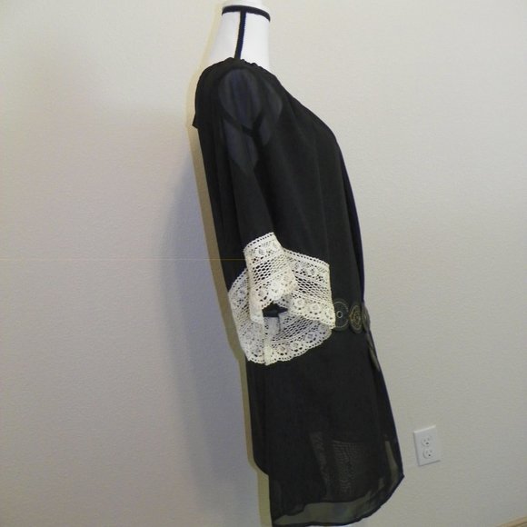 BoHo Peasant Short Black Summer Dress XXL - Picture 3 of 9